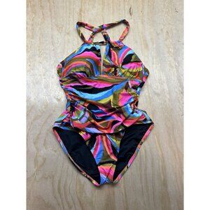 La Blanca Women's Island Goddess High Neck Keyhole One Piece Swimsuit Size 14